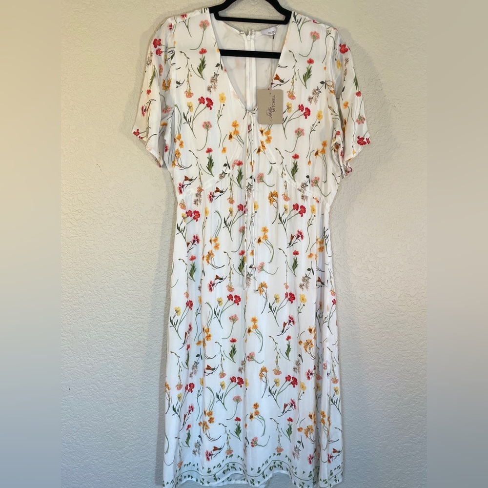 Ecru Orange Red Flutter Sleeve Sundress